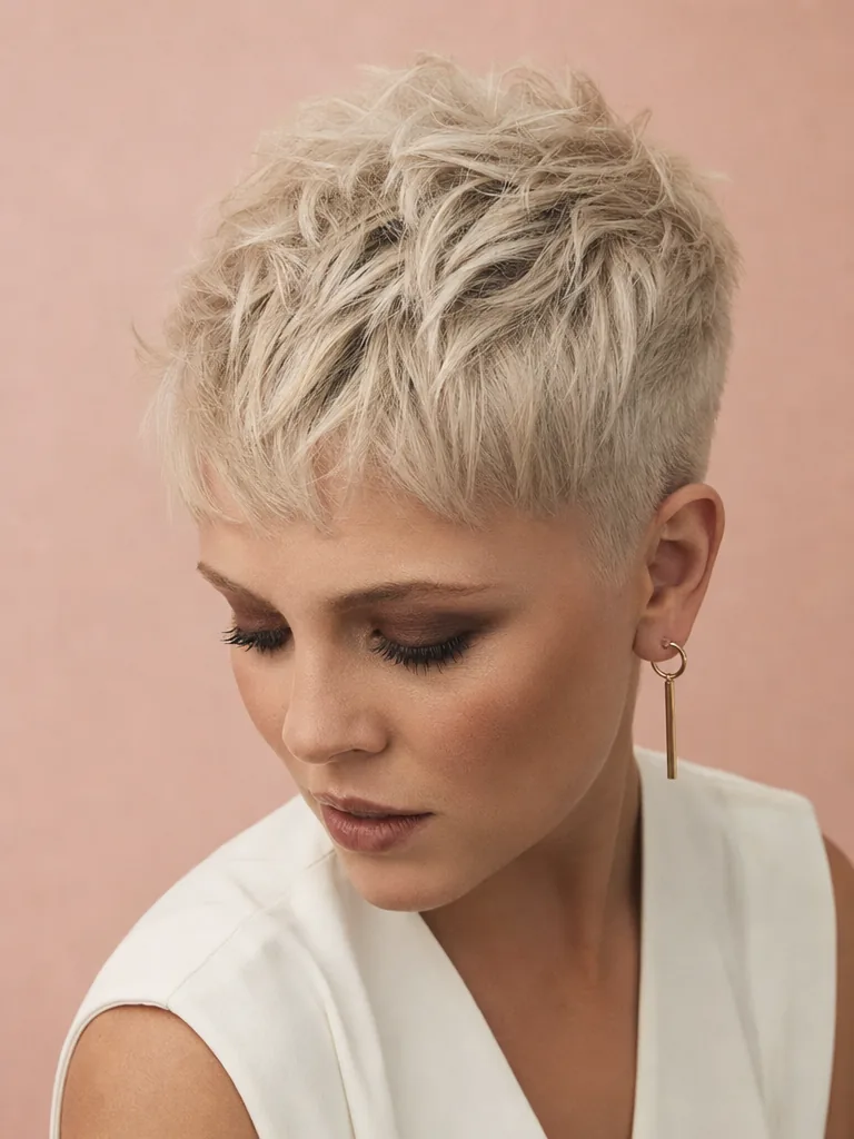 Platinum textured pixie crop