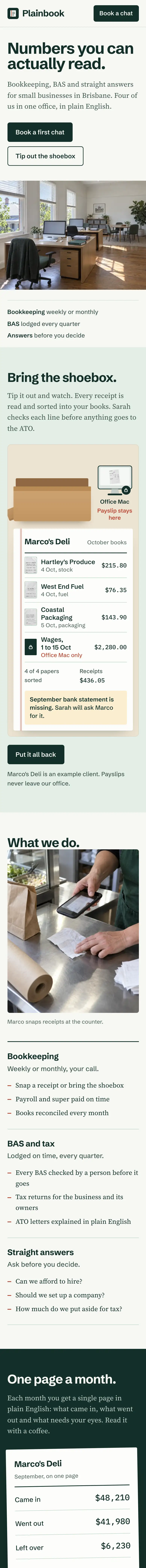 Plainbook demo website