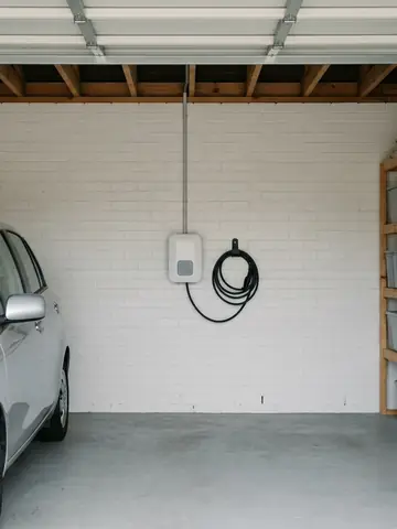 A new car charger on a garage wall