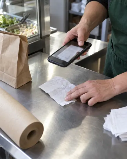 A receipt photographed at a deli counter